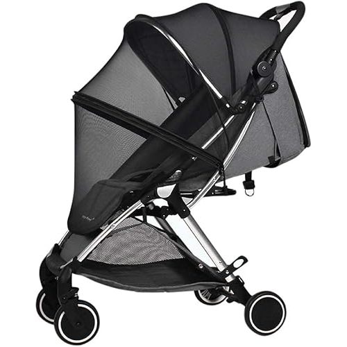 Universal Stroller Mosquito Net Cover, Zippered Full Cover Bug Net Visible Infant Mosquito Net Breathable Encrypted Mesh Bug Net Easy Installation Bug Netting Mesh for Stroller Bassinet Cradle