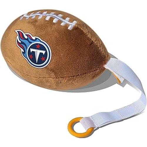 Tennessee Titans Plush Football Pacifier Holder by Smilo - Officially Licensed NFL Soother Holder - Soft Plush Toy and Dummy Holder - Fits Any Pacifier - Stroller Accessory & Newborn Essential