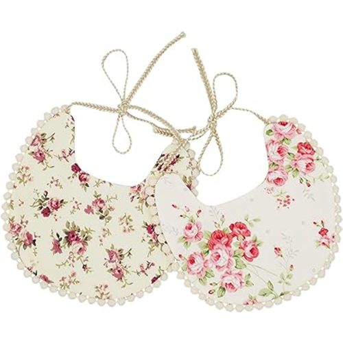 GZMM Baby Bib For Girls,Reversible Waterproof Handmade Natural Cotton Baby Drool Bib 0-12 months 2 Pack