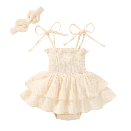 YOUNGER TREE Baby Girl Clothes Infant Summer Romper Dress Sleeveless Bodysuit Jumpsuit with Headband Toddler Outfits