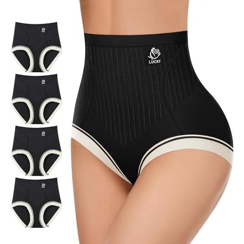 Women's High Waisted Underwear Tummy Control Ladies Panties Postpartum Briefs Breathable Full Coverage 4 Pack