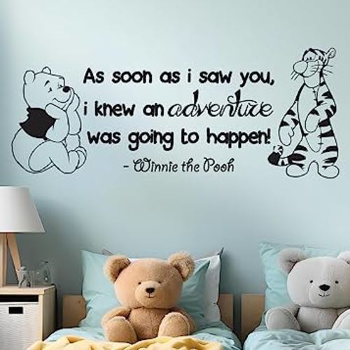 Winnie Pooh & Tigger - As Soon As I Saw You Quote Baby Room Wall Decal- Decal for Baby's Room (Wide 26" x 10" Height)