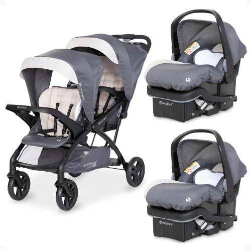 Baby Trend Sit N Stand Double Stroller & EZ-Lift Car Seat Combo, Modern Khaki