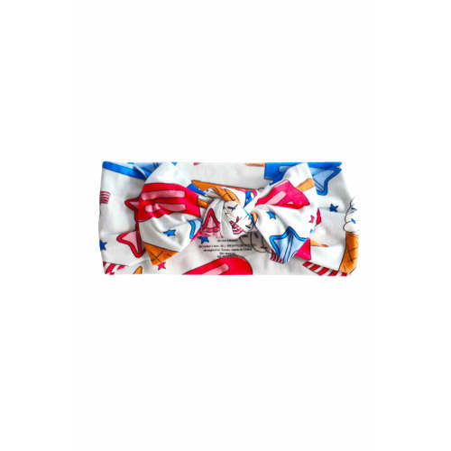 Knit Large Bow Headwrap | Red, White & Cool