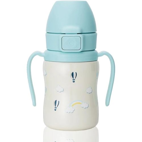 GROSMIMI Insulated 316 Stainless Steel Spill Proof Straw Cup, Water bottle with Flip Top for Toddlers, BPA Free (air balloon, 6oz)