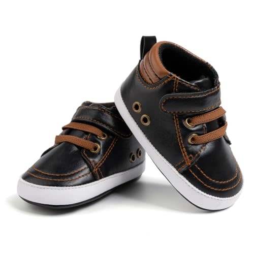 CENCIRILY Toddler Baby Boys Girls High Top Sneaker First Walk Ankle Boots | for 0-18 Months, Soft Anti Skid Sole, Hook&Loop Closure, Infant Prewalker Crib Shoes, Crawling, Daycare and Outings