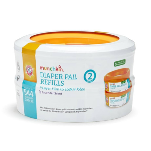 Munchkin® Arm & Hammer Diaper Pail Refill Rings, Holds up to 544 Newborn Diapers, 2 Pack