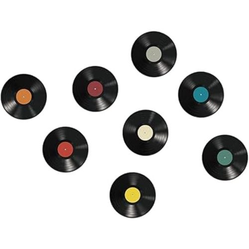 WrtmyR 8 Pack Blank Vinyl Records Decor Wall Stickers,9in CD Album Cover Posters,Fake Vinyl Records Bedroom Decor for Rock and Roll Music Party Decorations (Made By Cardboard