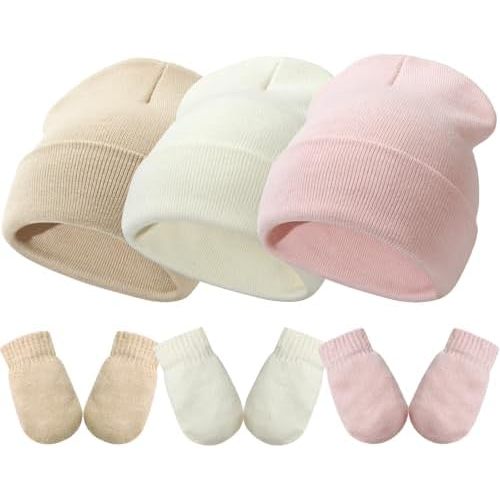 DRESHOW BQUBO 3 Pack Baby Beanies Toddler Kids Winter Hats Soft Knit Hat for Baby Boys Girls Warm Cap Beanies