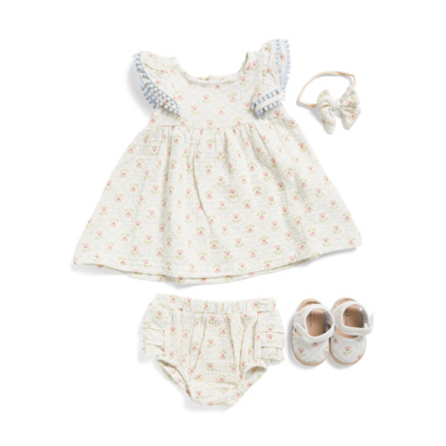 Newborn Girls Flowers Dress And Bloomers Set With Headband And Shoes | Baby | Marshalls