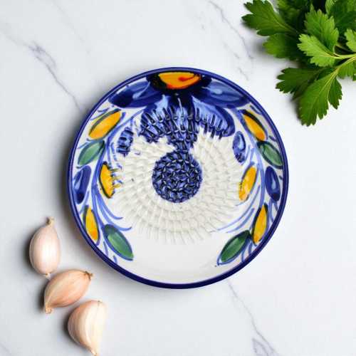 Handmade Ceramic Garlic Grater: Mediterranean Kitchen Tool | 3 Piece Gift Set