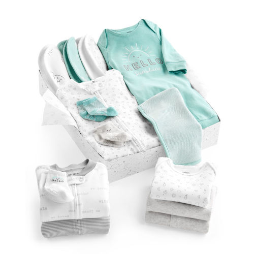 14-Piece Baby Gift Box - Mint/Heather