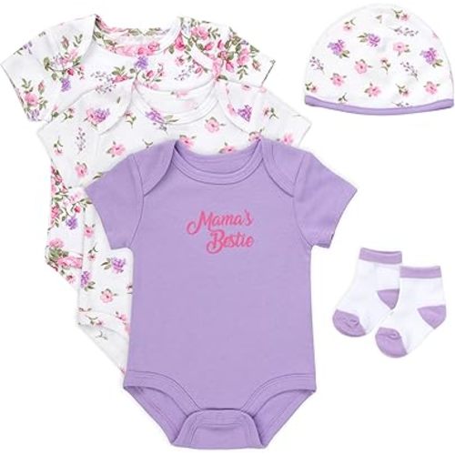 Baby Essentials Baby Girls 5 Piece Bodysuit Set