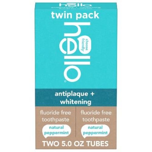 hello Antiplaque and Whitening Fluoride Free Toothpaste - Natural Peppermint - 5oz/2pk