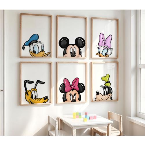 Mickey & Friends Nursery Prints: Set of 6 Playroom Wall Art (Digital Download)