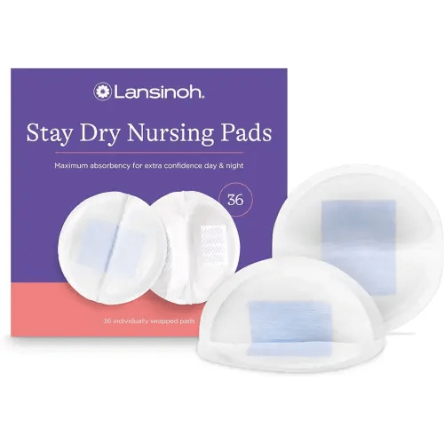 Lansinoh Stay Dry Disposable Nursing Pads, Soft and Super Absorbent Breast Pads, Breastfeeding Essentials for Moms, 36 Count
