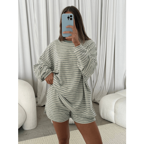 Campbell Striped Shorts in Sage