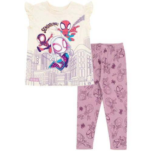 Marvel Spidey and His Amazing Friends Girls T-Shirt and Leggings Outfit Set Toddler to Big Kid Sizes (2T - 10-12)