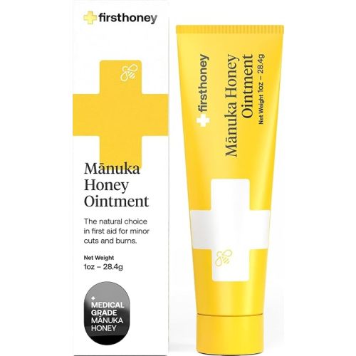 First Honey Wound Healing Ointment [ 1oz - 28.4g ] | 100% Active Leptospermum | Fast Relief & Skin Repair | Manuka Honey from New Zealand | Antibiotic Free Burn Care, Scar Gel, Dressing Aid