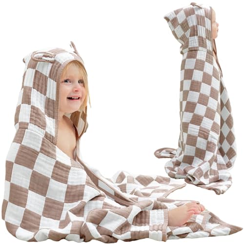 Ultra-Soft Muslin Toddler Hooded Towel - 55 x 28 Inches, Ideal for Bath & Beach, Suitable for Both Boys & Girls from Newborns to Toddlers