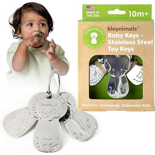 Kleynimals – Original Stainless Steel Toy Keys for Babies – Made in USA, Heirloom Quality, Safe, Non-Toxic, BPA-Free – Ideal for Sensory Play & Early Development - Mom Owned & Invented