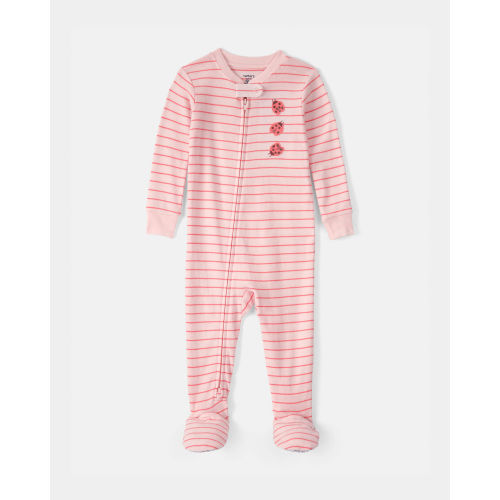 Baby Girl Ladybug Striped 100% Cotton Snug Fit 1-Piece Pajama Set - Pink | Carter's