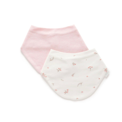 Pink Blossom 2 Pack Dribble Bib - Purebaby