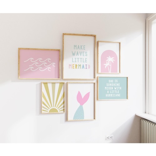 Sunshine Hurricane Mermaid Print: Beach Girls Wall Art (Digital Download)