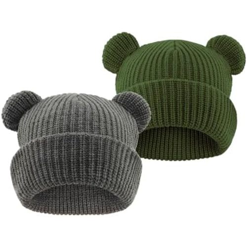 Toddler Boy Winter Hat Baby Knit Beanie Girl Warm Hats Kid Bear Ear Beanies for Cold Weather