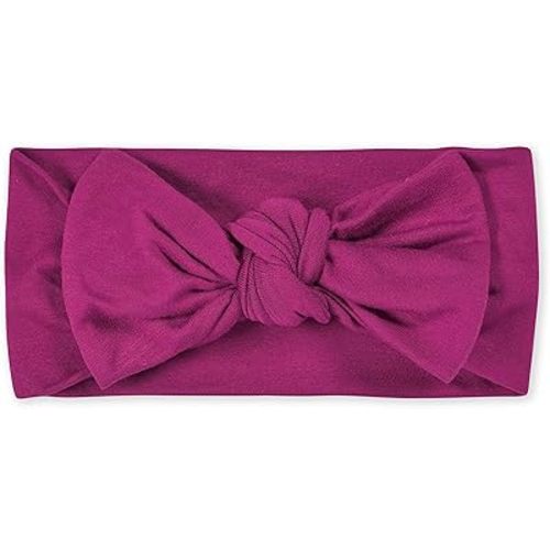 Gerber Baby Girls Buttery-soft With Bow Viscose Made Eucalyptus Headband, Raspberry, One Size US
