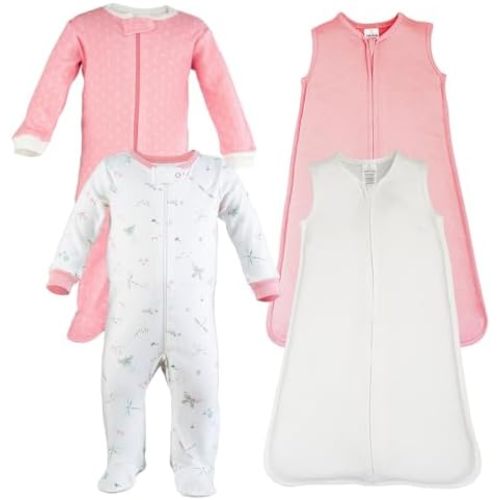 4Pc Comfy Cozy Set - 2 Sleep Sack & 2 Footed Pajamas, Super Soft Baby Clothes, Sleepwear Set