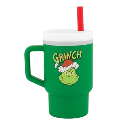 Infantino My 1st Tumbler, Silicone Sippy Cup with Straw & Handle, Spill-Resistant Baby Cup for On-the-Go, BPA-Free Transition Bottle, Grinch Green
