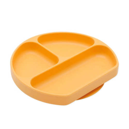 Silicone Toddler Plates That Stick To Tables in Tangerine | Bumkins