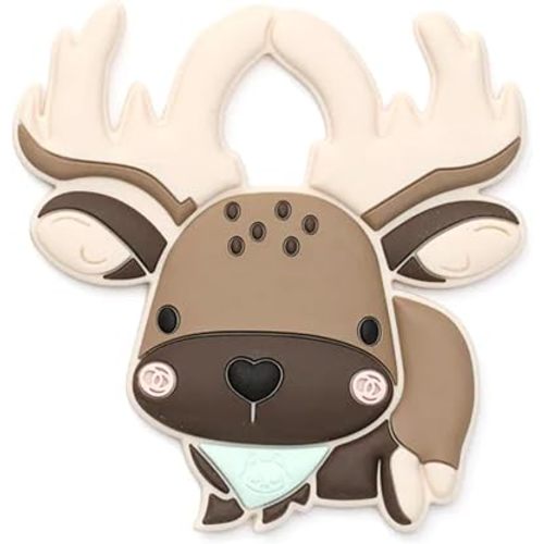 Loulou Lollipop Silicone Teether for Babies 4 Months and Up, Textured Teething Toy for Sore Gums, BPA-Free Food-Grade Silicone, Easy to Hold, Dishwasher & Freezer Safe, Moose