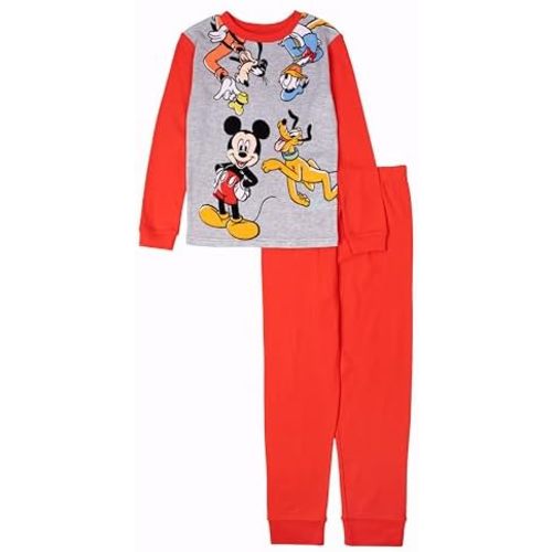 Disney Boys' 2-piece Snug-fit Cotton Holiday Matching Pajama Set, Soft & Cute for Kids