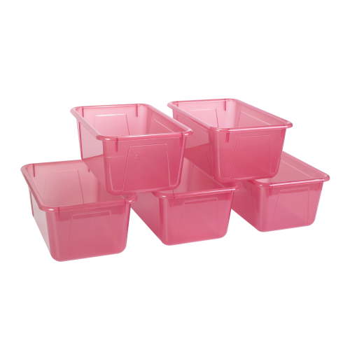 Pen+Gear Plastic Small Cubby Bin, Craft and Hobby Storage, Tint Pink, 5-Pack