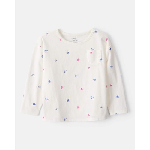 Toddler Girl Winter Print Long-Sleeve Top - White | Carter's
