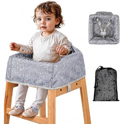 Baby High Chair Cover for Restaurants with Safety Harness Grey