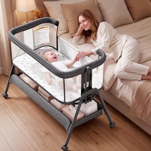 ANGELBLISS 3 in 1 Baby Bassinet, Baby Bedside Bassinet with Full Mesh