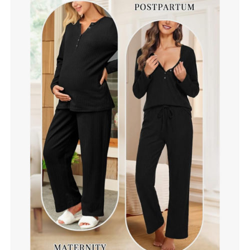 OUGES Women's Maternity Nursing Pajamas Sets Pregnancy Delivery Lounge Pjs