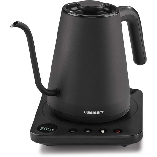 Cuisinart GK-1 Digital Goose Neck Kettle, Precision Gooseneck Spout Designed for Precise Pour Control that Holds 1-Liter, 1200-Watt Allows for Quick Heat Up, Stainless Steel,Black
