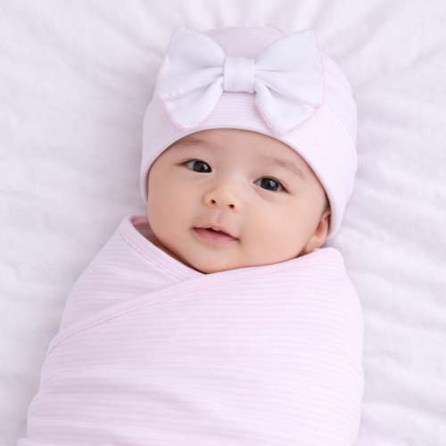 Mini Stripes Bow Hat - Pink