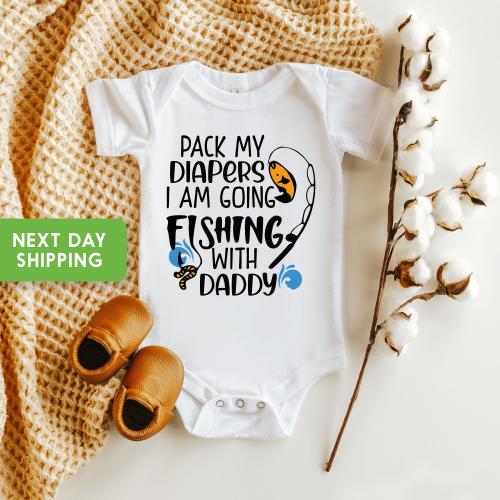 Fishing Baby Onesie®, Fishing Baby Bodysuit, Funny Daddy Fishing Outfit