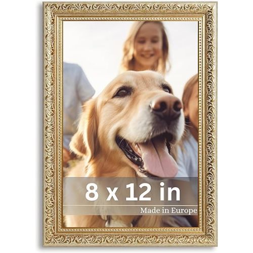 VictoR 8x12 Picture Frame Rubens Green Gold - Picture Frames 8x12 - with Shutterproof Acrylic Glass - Antique - Gold 8 by 12