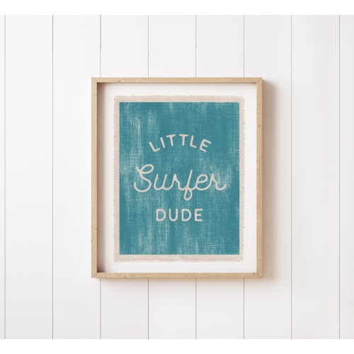 Beach Nursery Wall Art, Little Surfer Dude Canvas Poster, Surf Tapestry Flag, Coastal Decor Wall Banner