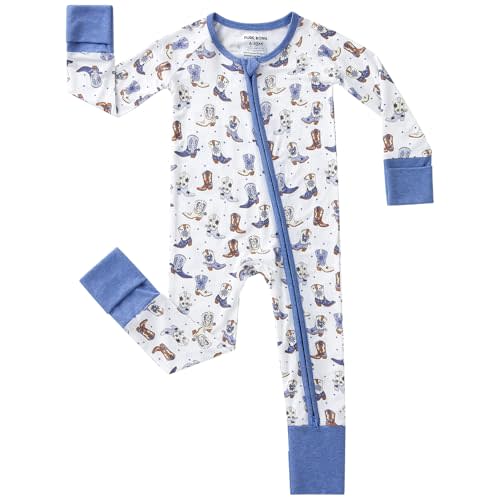 pureborn Baby Sleeper Viscose from Bamboo Zipper Footies 0-24 Months | Buttery soft, 2 way zipper, breathable, unisex infant, fold-over mittens and foot cuffs, all-season, comfortable, snug fit