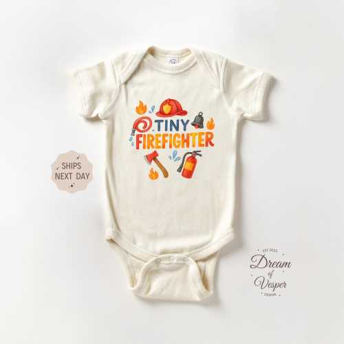 Tiny Firefighter Baby Onesie®, Cute Fireman Baby Bodysuit, My Dad is a Hero Baby Outfit, Funny Firefighter Gift, Baby Shower Gift