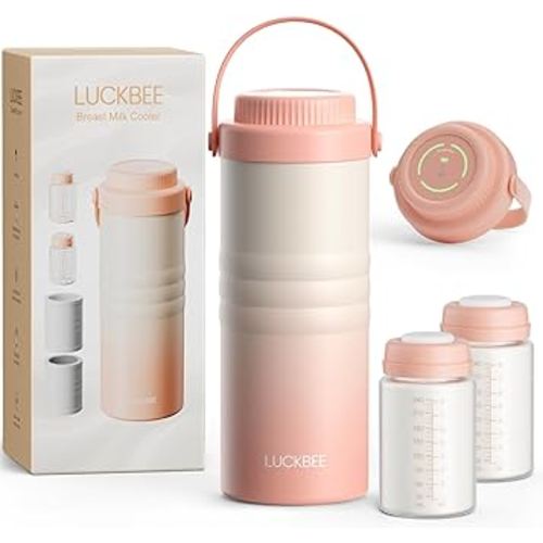 LUCKBEE 24H Portable Breast Milk Cooler with LCD Display – Insulated Milk Storage Bottle, Holds 2 Bottles 16oz, Compact Breast Pump Bag Accessory, Breastfeeding Essentials for Travel and Work