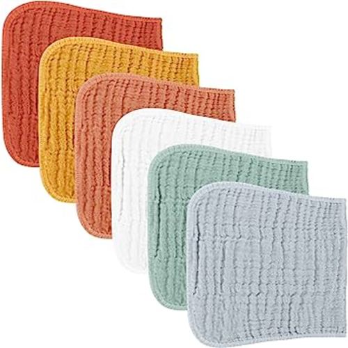 Konssy Muslin Baby Burp Cloths Sets for Unisex- 6 Pack Large 100% Cotton Burping Clothes for Newborn，Baby Girls and Boys