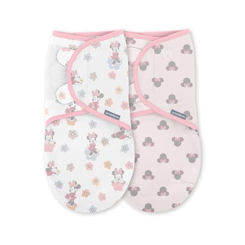 SwaddleMe by Ingenuity Original Swaddle, 100% Cotton, Improves Sleep & Calms Startle Reflex, 0-3 Months, 1.0 TOG, 2-Pack, Baby Swaddle Blanket - Minnie Mouse
